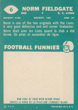 1960 Topps CFL #6 Norm Fieldgate Back