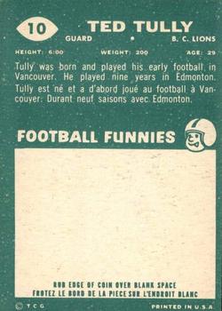 1960 Topps CFL #10 Ted Tully Back
