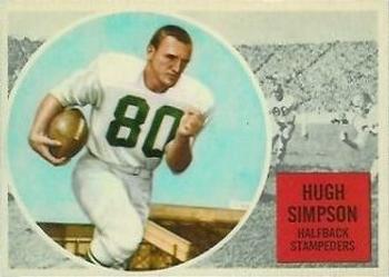 1960 Topps CFL #29 Hugh Simpson Front