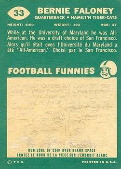 1960 Topps CFL #33 Bernie Faloney Back