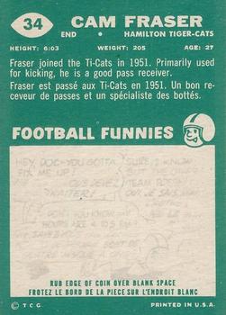 1960 Topps CFL #34 Cam Fraser Back