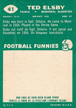 1960 Topps CFL #41 Ted Elsby Back