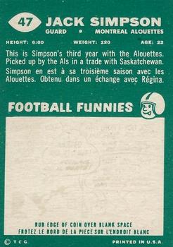 1960 Topps CFL #47 Jackie Simpson Back