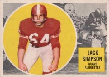 1960 Topps CFL #47 Jackie Simpson Front