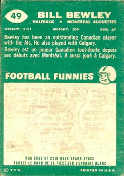 1960 Topps CFL #49 Bill Bewley Back