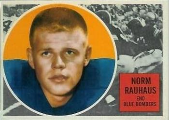 1960 Topps CFL #85 Norm Rauhaus Front