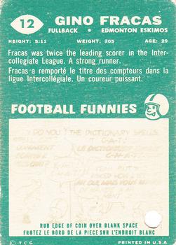 1960 Topps CFL #12 Gino Fracas Back