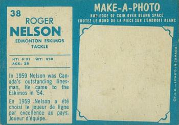1961 Topps CFL #38 Roger Nelson Back