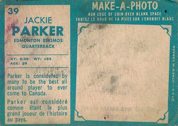 1961 Topps CFL #39 Jackie Parker Back