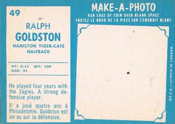 1961 Topps CFL #49 Ralph Goldston Back