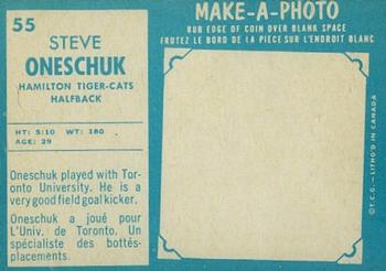 1961 Topps CFL #55 Steve Oneschuk Back