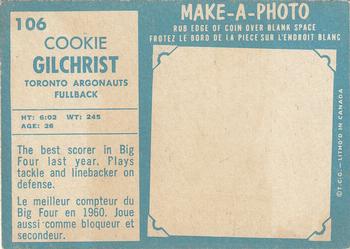 1961 Topps CFL #106 Cookie Gilchrist Back