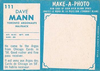 1961 Topps CFL #111 Dave Mann Back