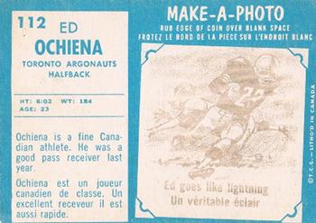 1961 Topps CFL #112 Ed Ochiena Back