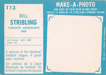 1961 Topps CFL #113 Bill Stribling Back