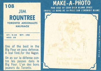 1961 Topps CFL #108 Jim Rountree Back