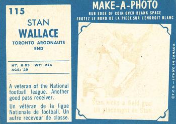 1961 Topps CFL #115 Stan Wallace Back