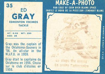 1961 Topps CFL #35 Ed Gray Back