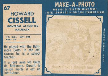 1961 Topps CFL #67 Howard Cissell Back