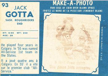1961 Topps CFL #93 Jack Gotta Back