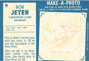 1961 Topps CFL #9 Bob Jeter Back