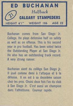 1962 Topps CFL #21 Ed Buchanan Back