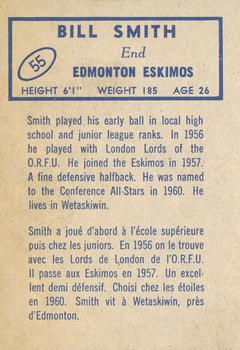 1962 Topps CFL #55 Bill Smith Back