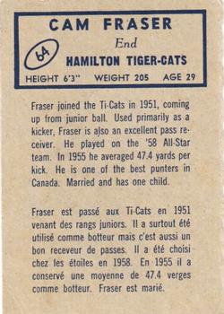 1962 Topps CFL #64 Cam Fraser Back