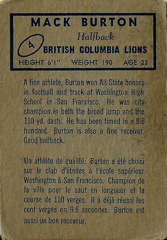 1962 Topps CFL #4 Mack Burton Back