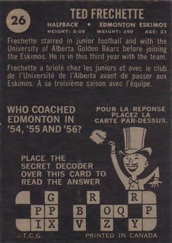 1964 Topps CFL #26 Ted Frechette Back