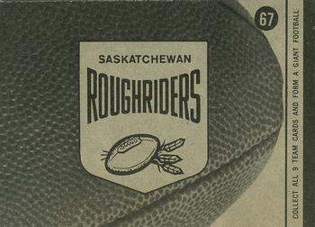 1964 Topps CFL #67 Saskatchewan Roughriders Back
