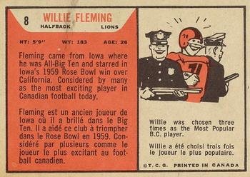 1965 Topps CFL #8 Willie Fleming Back