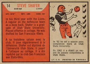 1965 Topps CFL #14 Steve Shafer Back