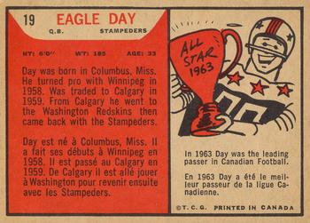 1965 Topps CFL #19 Eagle Day Back