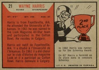 1965 Topps CFL #21 Wayne Harris Back