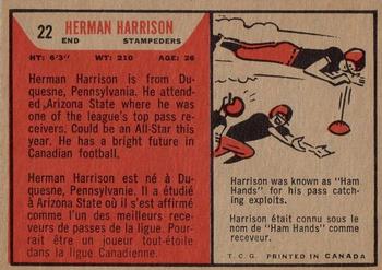 1965 Topps CFL #22 Herman Harrison Back