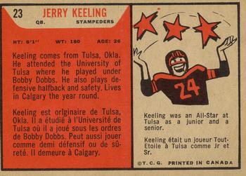 1965 Topps CFL #23 Jerry Keeling Back