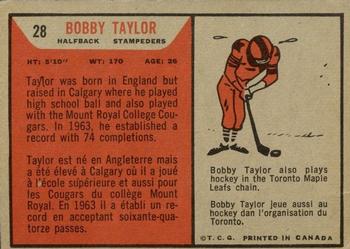 1965 Topps CFL #28 Bobby Taylor Back