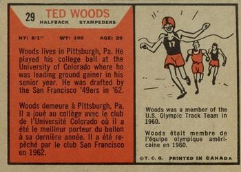 1965 Topps CFL #29 Ted Woods Back