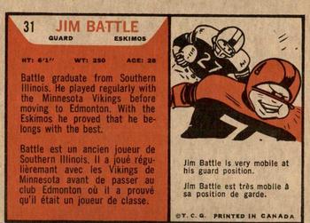 1965 Topps CFL #31 Jim Battle Back