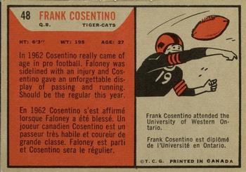 1965 Topps CFL #48 Frank Cosentino Back