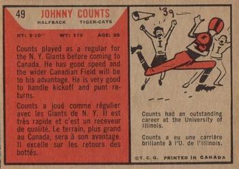 1965 Topps CFL #49 Johnny Counts Back