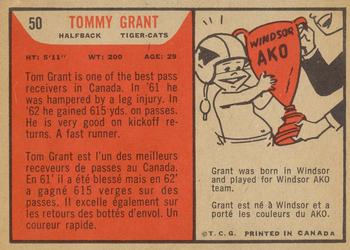 1965 Topps CFL #50 Tommy Grant Back