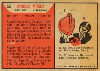 1965 Topps CFL #55 Angelo Mosca Back