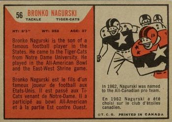 1965 Topps CFL #56 Bronko Nagurski Back