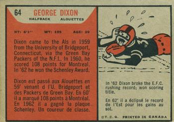 1965 Topps CFL #64 George Dixon Back