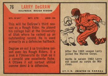 1965 Topps CFL #76 Larry DeGraw Back