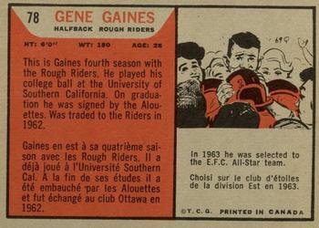 1965 Topps CFL #78 Gene Gaines Back