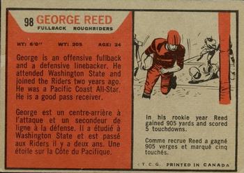 1965 Topps CFL #98 George Reed Back