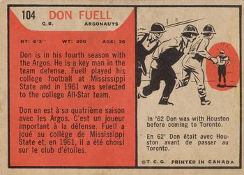 1965 Topps CFL #104 Don Fuell Back